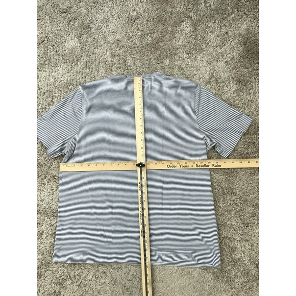 Joseph Abboud Shirt Mens 2XL Blue Striped Short Sleeve Henley Cotton Casual - Picture 8 of 9